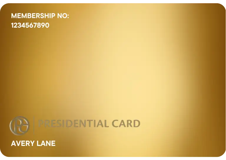 Gold Presidential Card symbolising premium member access and elite benefits