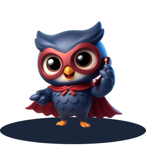 Green owl mascot Perkly talking on a mobile phone, symbolising member support and communication.