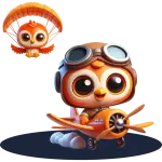 Owl flying a plane with a parachute symbolising delivery of member benefits