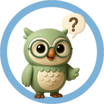 Green member owl with a question mark above its head, symbolising support and enquiries