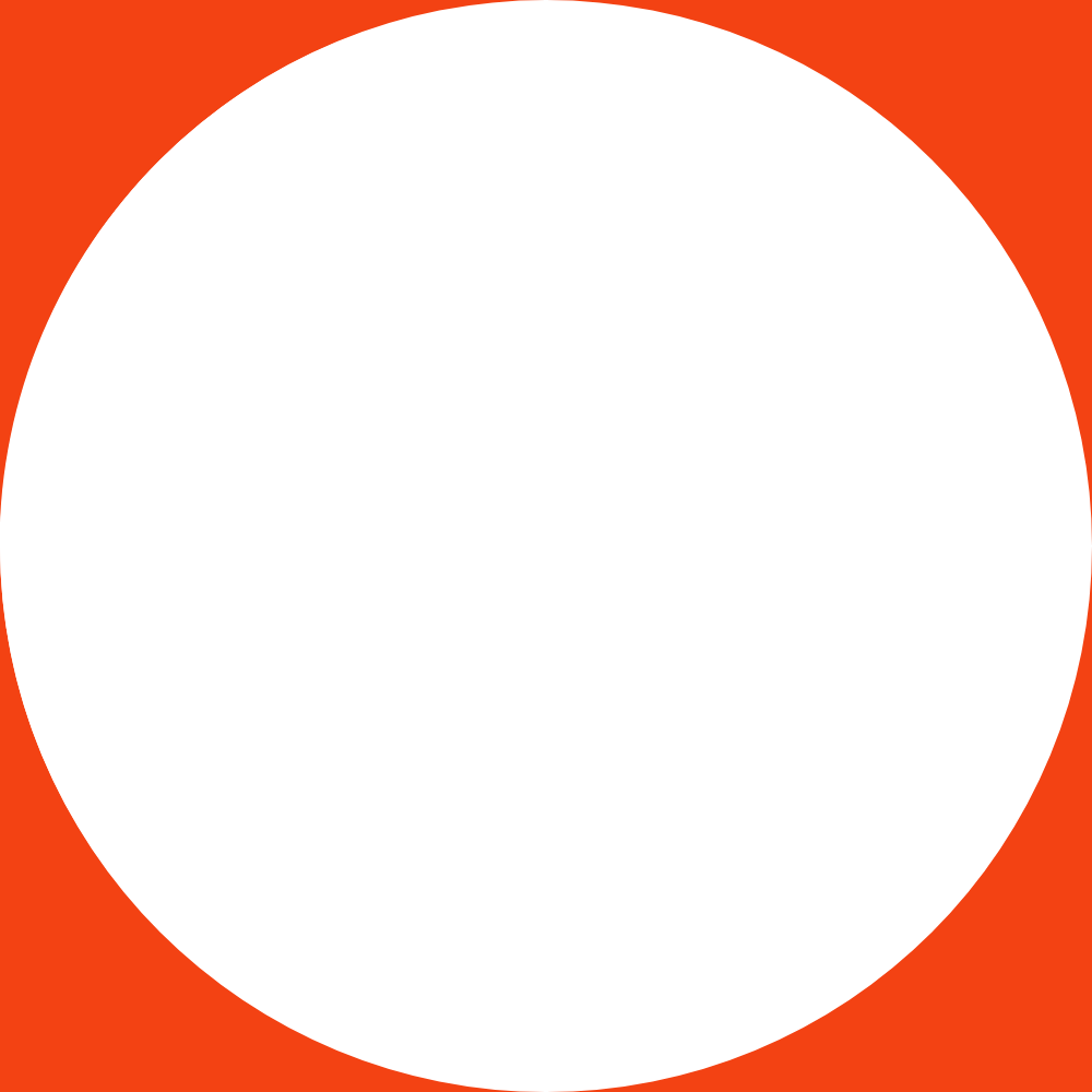 Orange square background with a white circle in the centre, symbolising unity and connection.